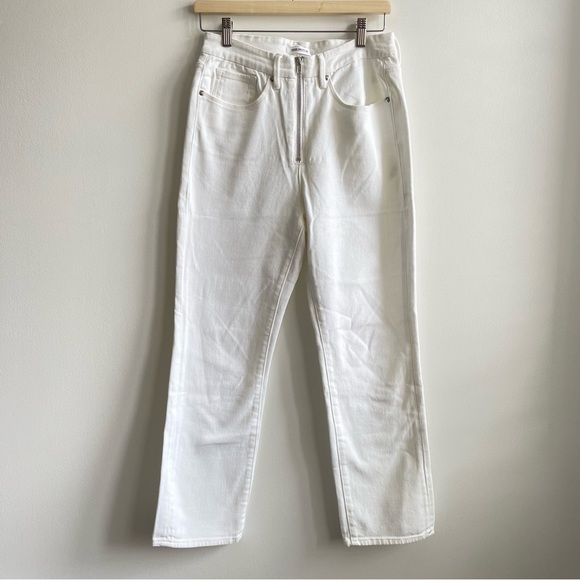 ❌SOLD❌ GOOD American Good Vintage Straight Leg jeans High Rise White denim Zip - Picture 2 of 10